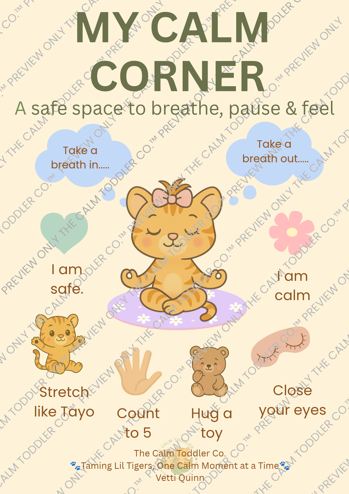 Calm Corner Poster – Toddler Emotional Regulation