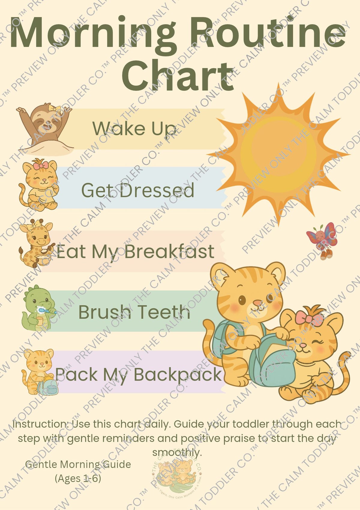 Toddler Morning Routine Chart – Calm Morning Routine | The Calm Toddler Co.