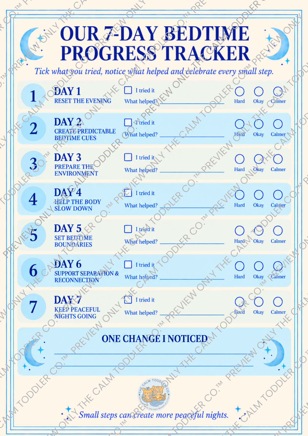 The 7-Day Calm Toddler Bedtime Reset – Bedtime Routine Printable Bundle