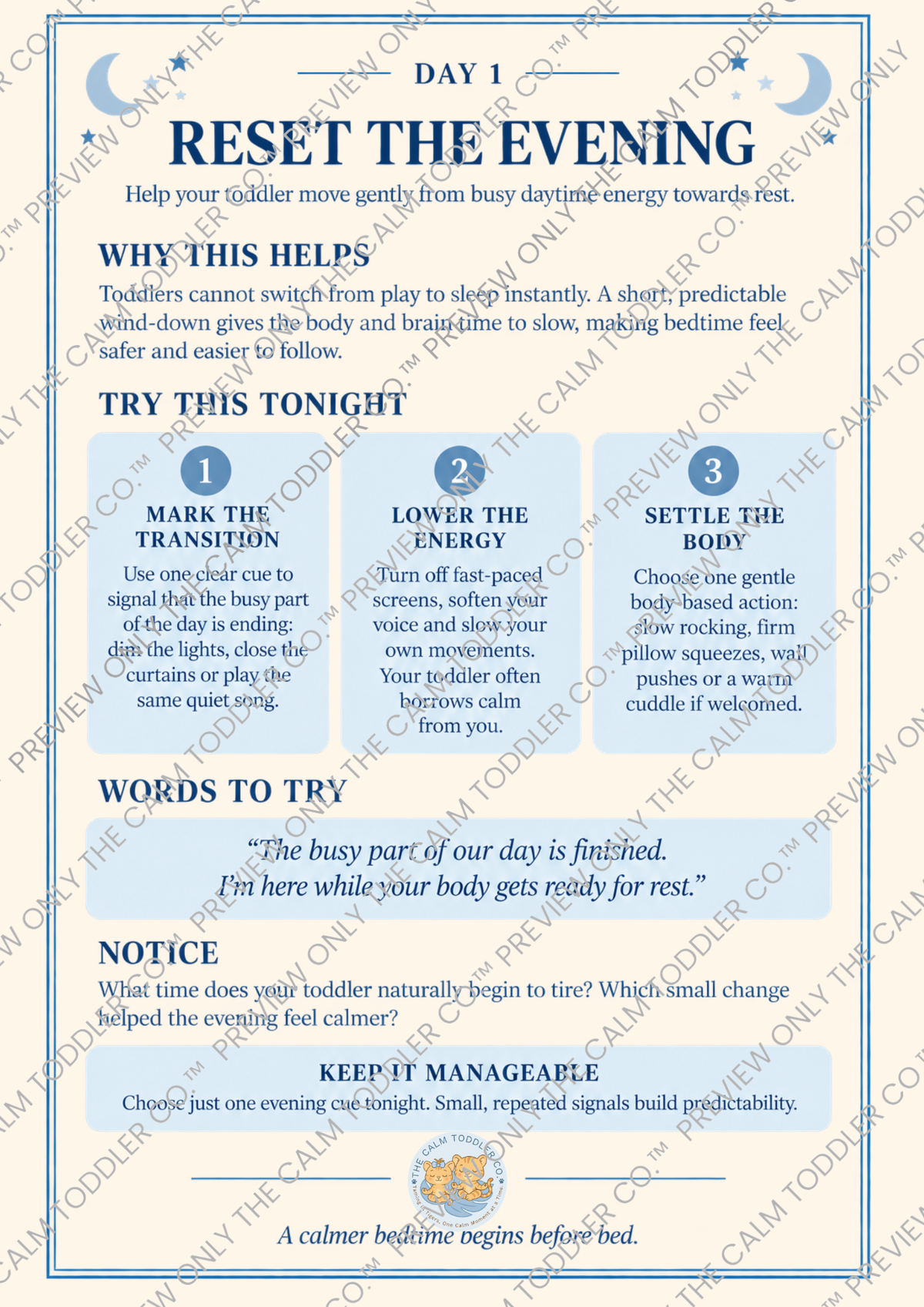 The 7-Day Calm Toddler Bedtime Reset – Bedtime Routine Printable Bundle
