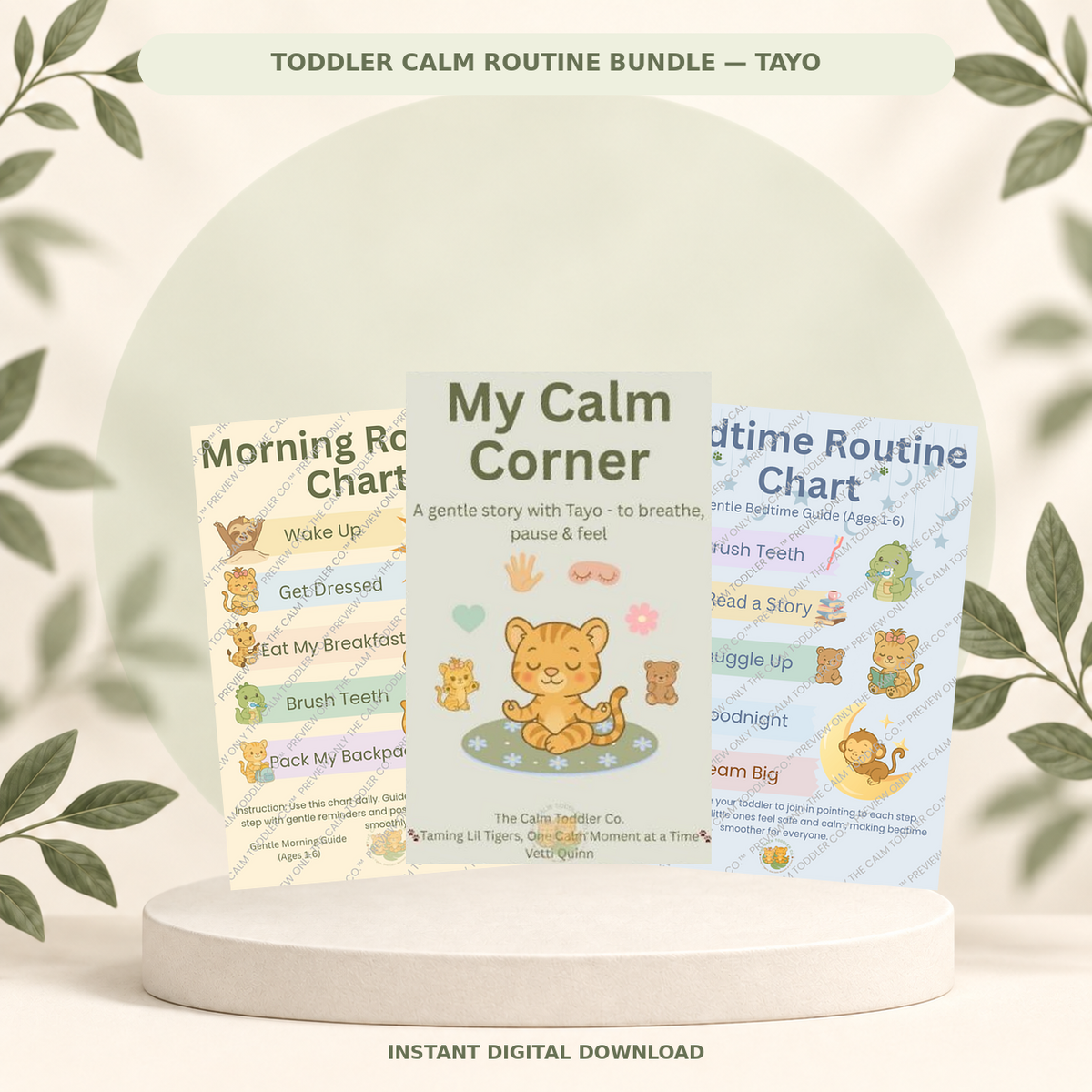 Toddler Calm Routine Bundle – Morning & Night (Tayo Boy Version)