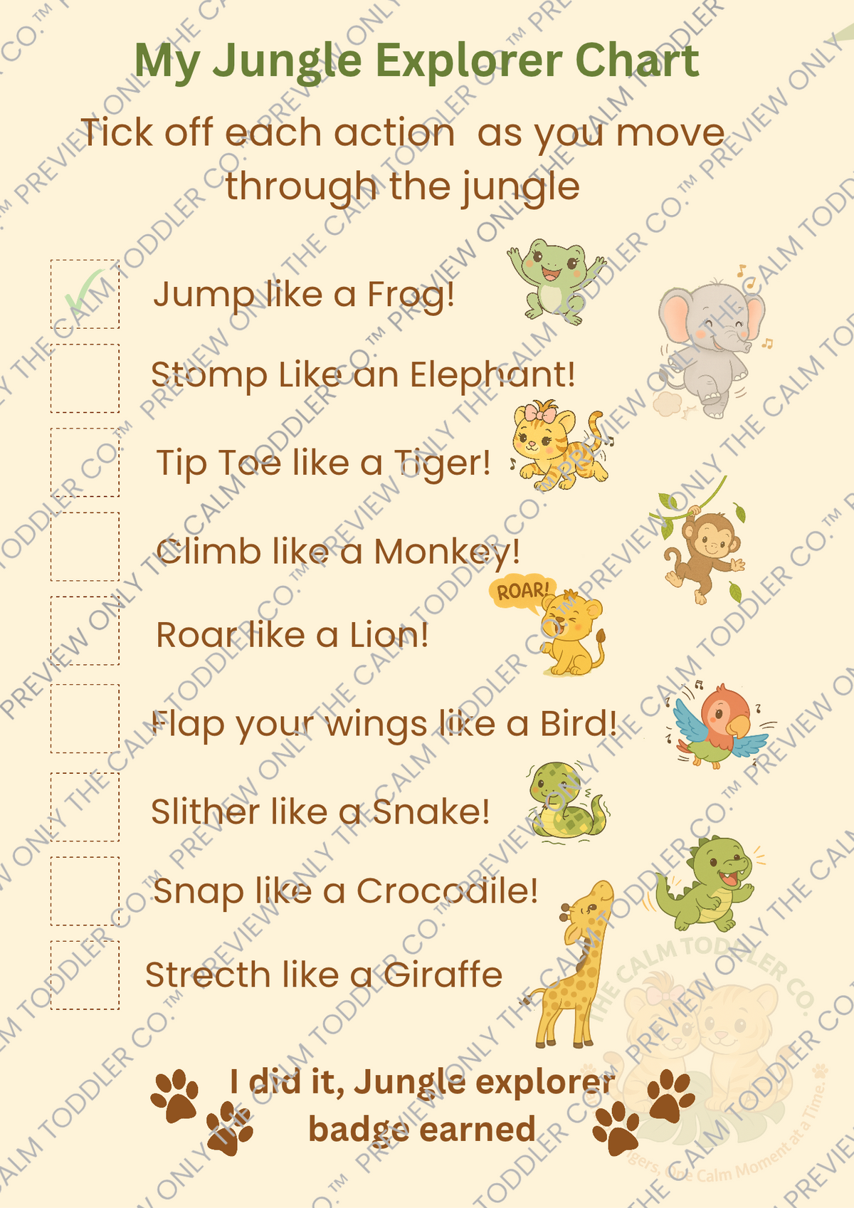 Jungle Explorer – Learning & Action Words Bundle