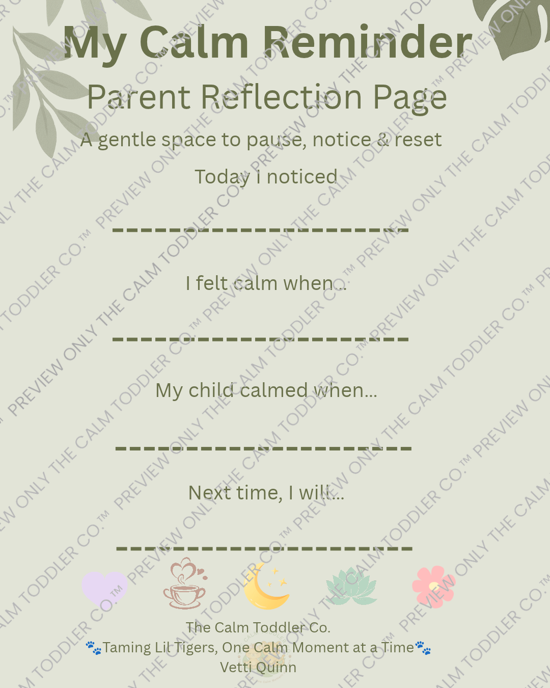 My Calm Reminder – Parent Support Bundle