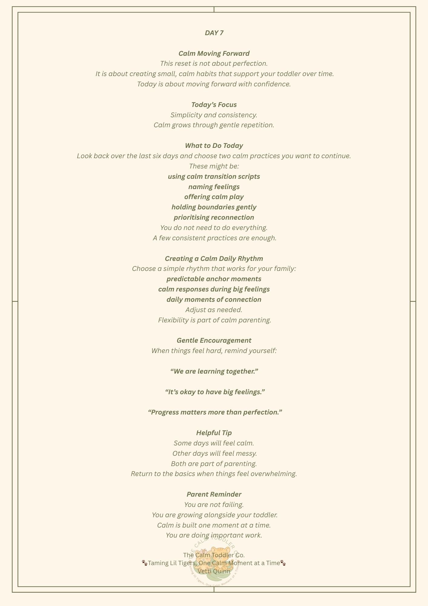 The 7-Day Toddler Calm Reset – Gentle Routine & Emotional Reset Guide | The Calm Toddler Co.