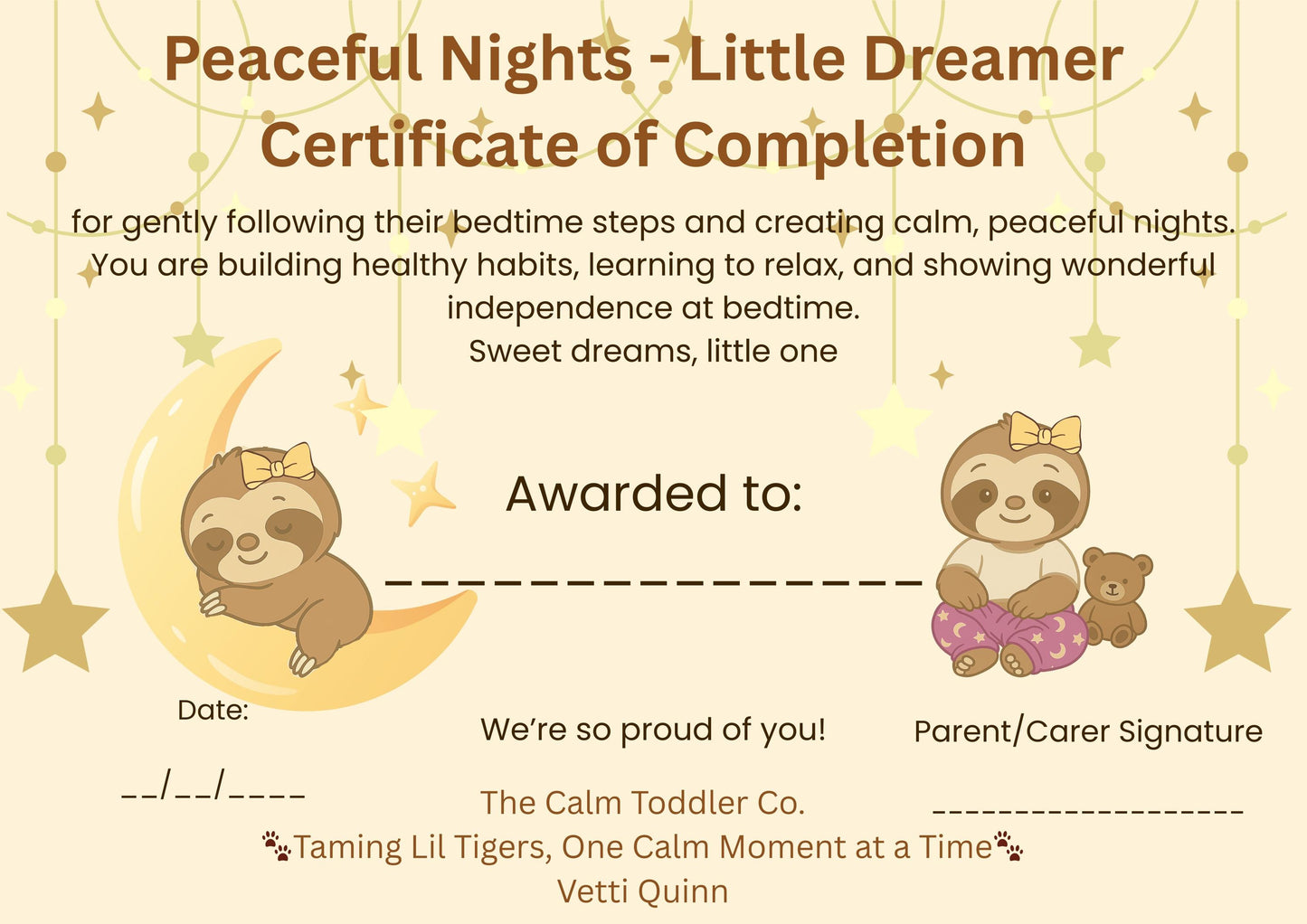 Peaceful Nights Sleep Guide – Toddler Bedtime Routine Bundle (Suki Girl Version) | The Calm Toddler Co.