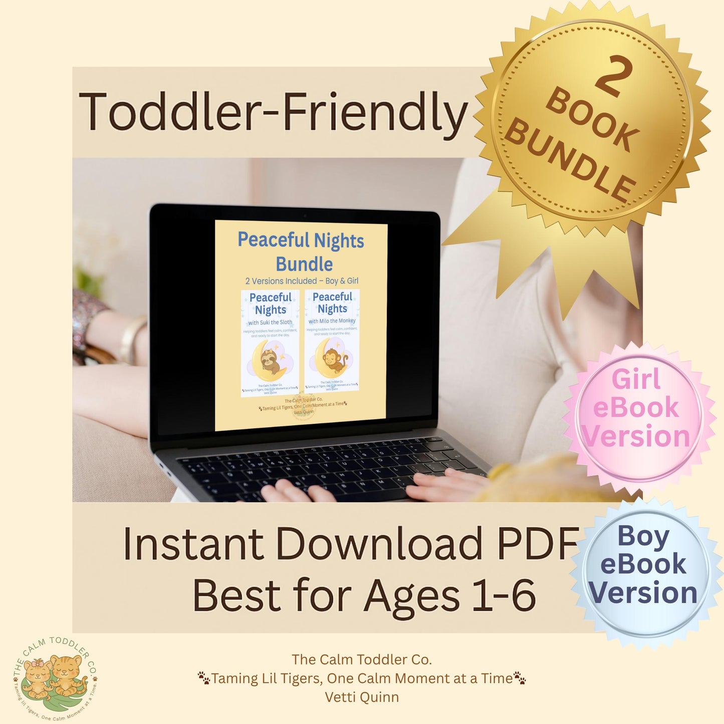 Peaceful Nights Sleep Guide – Toddler Bedtime Routine Bundle (Boy & Girl Versions) | The Calm Toddler Co.