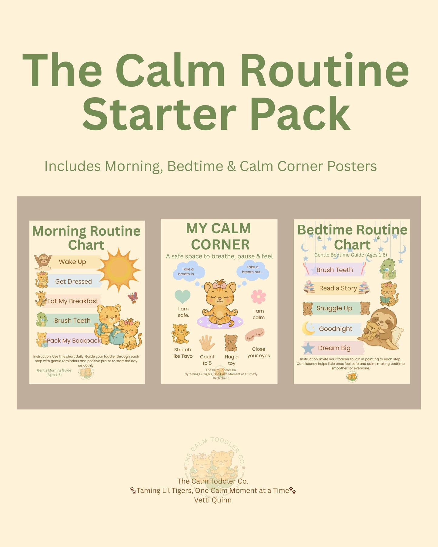 Toddler Routine Chart Bundle – Morning, Bedtime & Calm Corner Routines | The Calm Toddler Co.