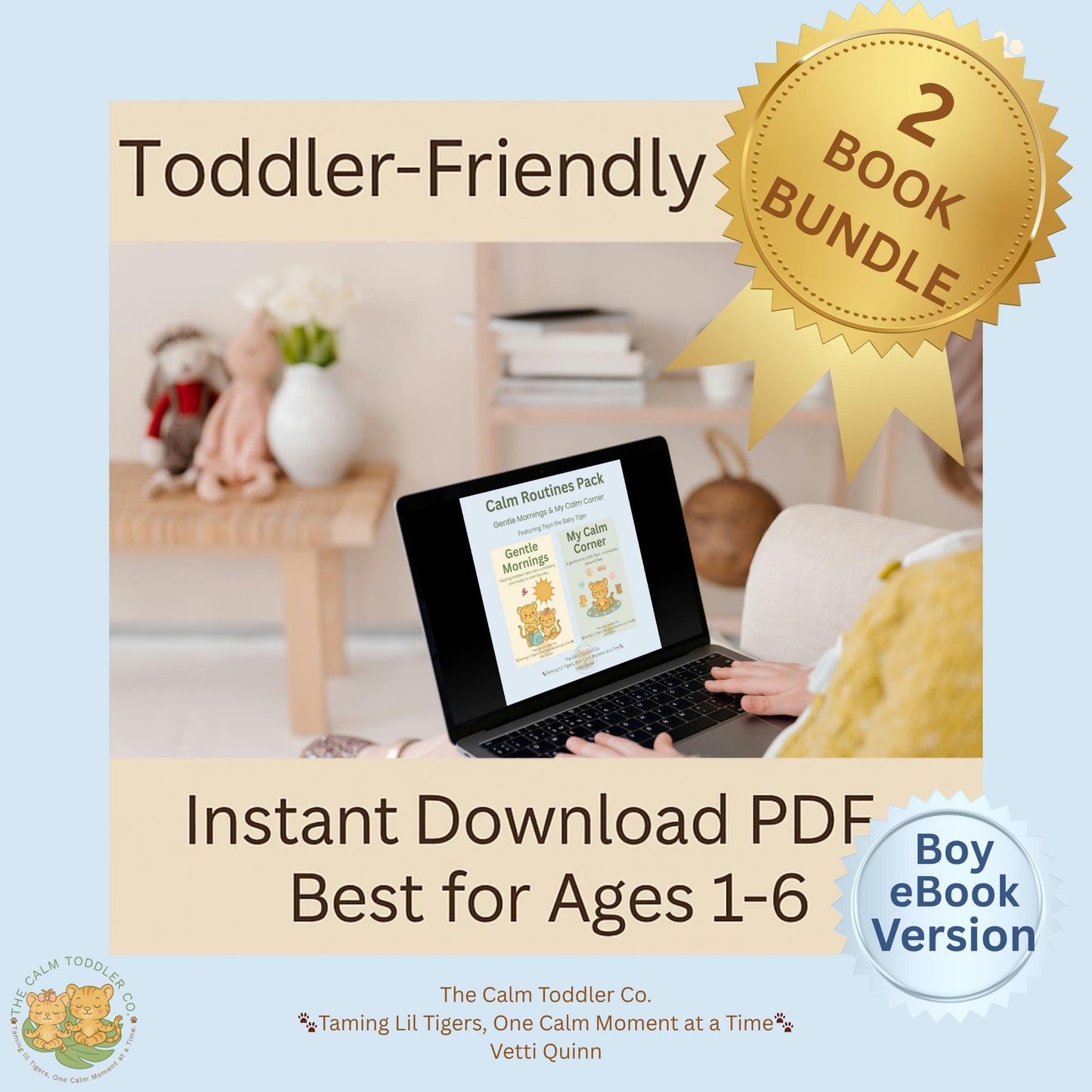 Gentle Morning & Calm Corner Bundle – Toddler Routine & Emotional Learning (Tayo Boy Version) | The Calm Toddler Co.
