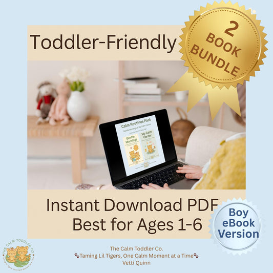 Gentle Morning & Calm Corner Bundle – Toddler Routine & Emotional Learning (Tayo Boy Version) | The Calm Toddler Co.